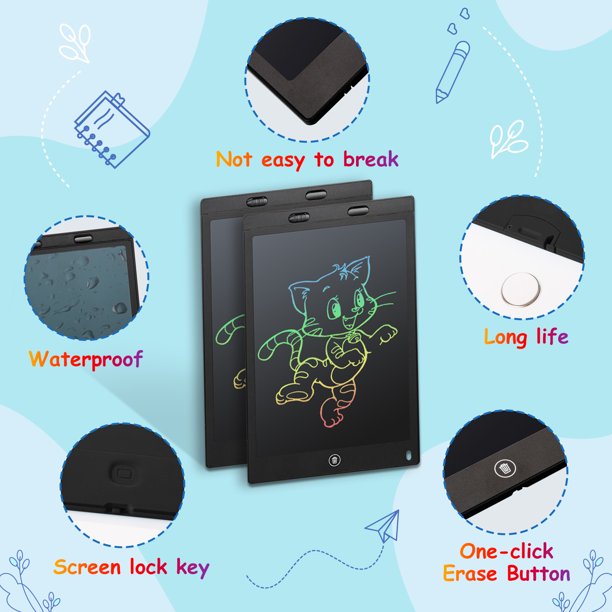 LCD Writing Tablet SWTROOM Doodle Board 8.5 in Colorful Drawing Pad for 3 4 5 6 7 Year Old Girls Boys Black