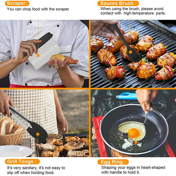Swtroom Griddle Accessories Kit, 14Pcs BBQ Griddle Kit, Flat Top Grill Accessories for Outdoor Grill, Professional BBQ Grill Tools Set for Outdoor BBQ & Teppanyaki and Camping