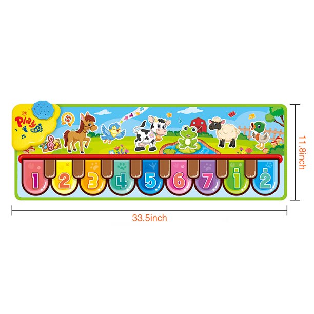 Kids Musical Dance Mat with 6 Animal Sounds Blanket Touch Playmat, Early Education Toys Gift for Girls Boys