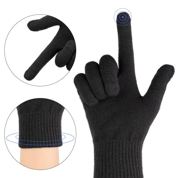 3 Pcs Knit Beanie Hat Scarf and Glove Set for Men and Women, Winter Caps Neck Warmer with Touchscreen Gloves