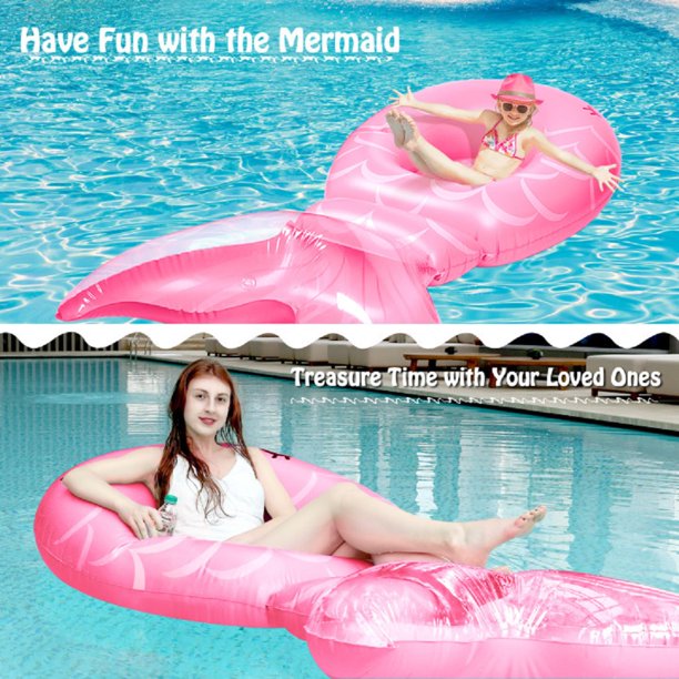Inflatable Mermaid Pool Float, Fun Water Toy for Kids Adults Women, 86.6''×45.3''×17.7'' Giant Water Float for Summer Parties in Pools & Beach