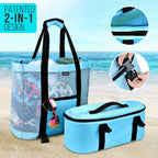 Mesh Beach Tote Bag with Cooler - Detachable Design with Picnic Cooler, Blue