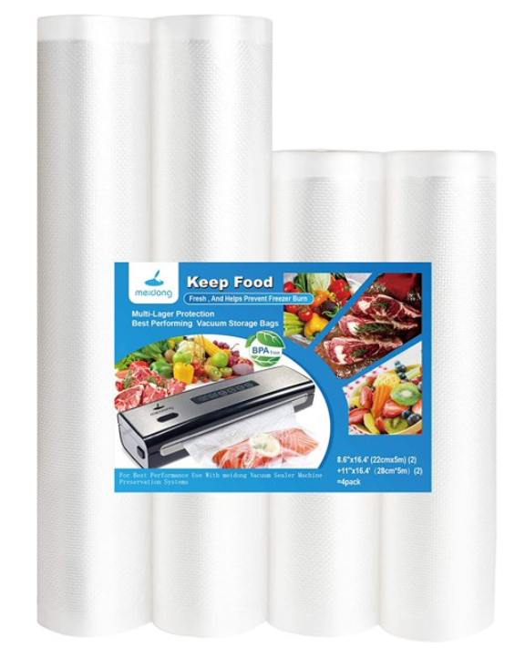 universal vacuum sealing bag, 2 bags, 8.6 inches x 50 inches, 11 inches x 50 feet, BPA free, very suitable for storage