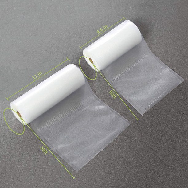 universal vacuum sealing bag, 2 bags, 8.6 inches x 50 inches, 11 inches x 50 feet, BPA free, very suitable for storage