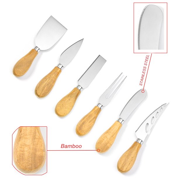 Cheese Knives Set Cheese Spreader Slicer Cheese Cutter Cheese Fork Cheese Spreading Knife for Charcuterie Boards Cutlery Gift Set 6 Pieces Cheese Knife Utensils Set