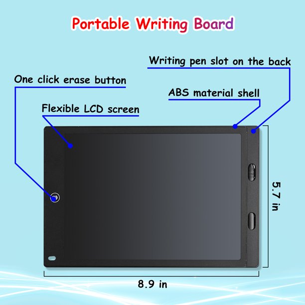 LCD Writing Tablet SWTROOM Doodle Board 8.5 in Colorful Drawing Pad for 3 4 5 6 7 Year Old Girls Boys Black