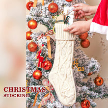 Load image into Gallery viewer, 4 Pack Christmas Stockings 18 Inches Large Size Cable Knitted Stocking Gifts &amp; Decorations for Family Holiday Xmas Party, Ivory White
