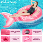 Inflatable Mermaid Pool Float, Fun Water Toy for Kids Adults Women, 86.6''×45.3''×17.7'' Giant Water Float for Summer Parties in Pools & Beach