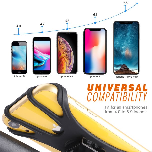 Bike & Motorcycle Phone Mount, Detachable 360° Rotation Bike Phone Holder for Handlebars, Universal Silicone Phone Holder for Bike Compatible with iPhone 11/X/8/7/6 Series and Android Phones