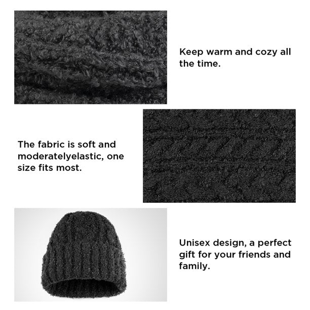 3 Pcs Knit Beanie Hat Scarf and Glove Set for Men and Women, Winter Caps Neck Warmer with Touchscreen Gloves