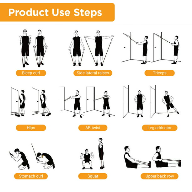 Exercise Resistance Bands with Handles - 5 Fitness Workout Bands Stackable up to 150 lbs