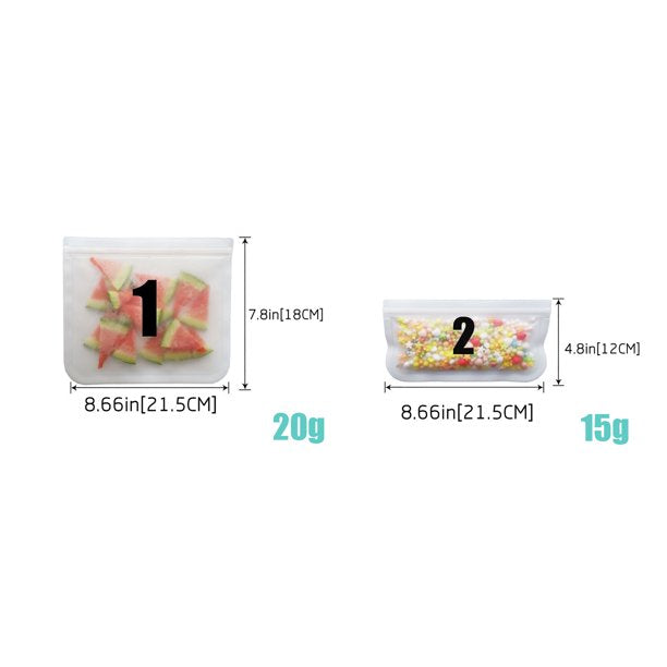 Reusable Food Storage Bags - 10 Pack BPA FREE Flat Freezer Bags（6 Leakproof Reusable Sandwich Bags 8.66*7.8inch+ 4 Food Grade Kids Snack Bags 8.66*4.8inch) Resealable Lunch Bag for Meat Fruit Veggies