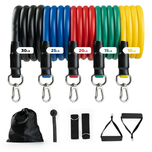 Exercise Resistance Bands with Handles - 5 Fitness Workout Bands Stackable up to 150 lbs