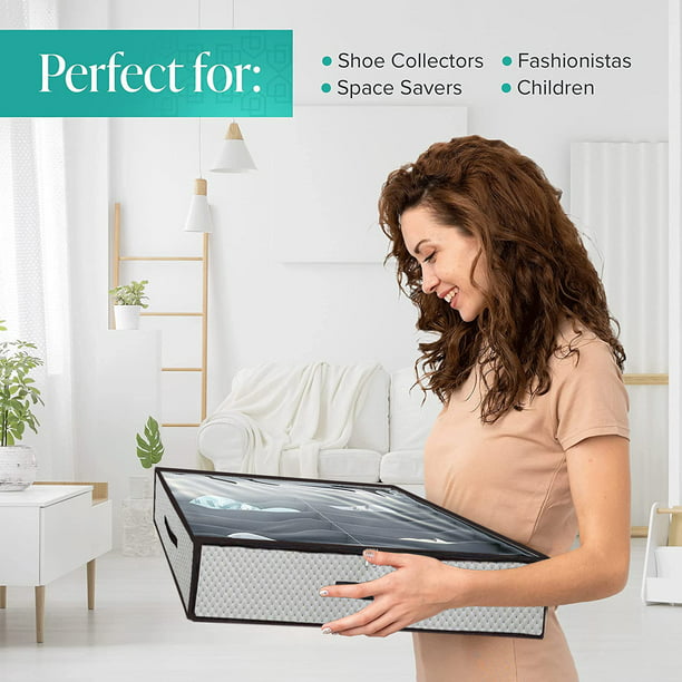 Underbed Storage Bag Organizer 2 Pack Storage Bin Box with Handles Clear Window Foldable Storage Containers for Blankets Clothes Comforters 39.5 x 19.7 x 7.1 In 90L