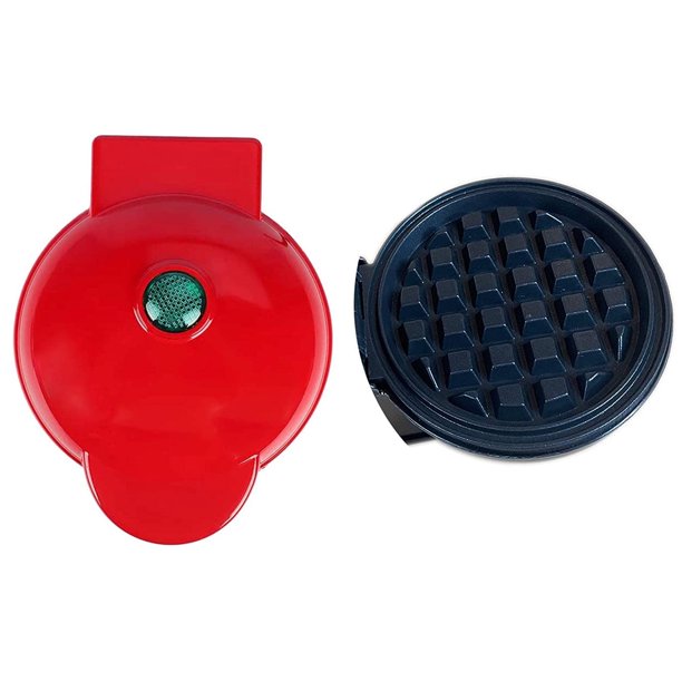 Mini Waffle Maker Machine for Individual Waffles, Paninis, Hash browns, & other on the go Breakfast, Lunch, or Snacks - Red